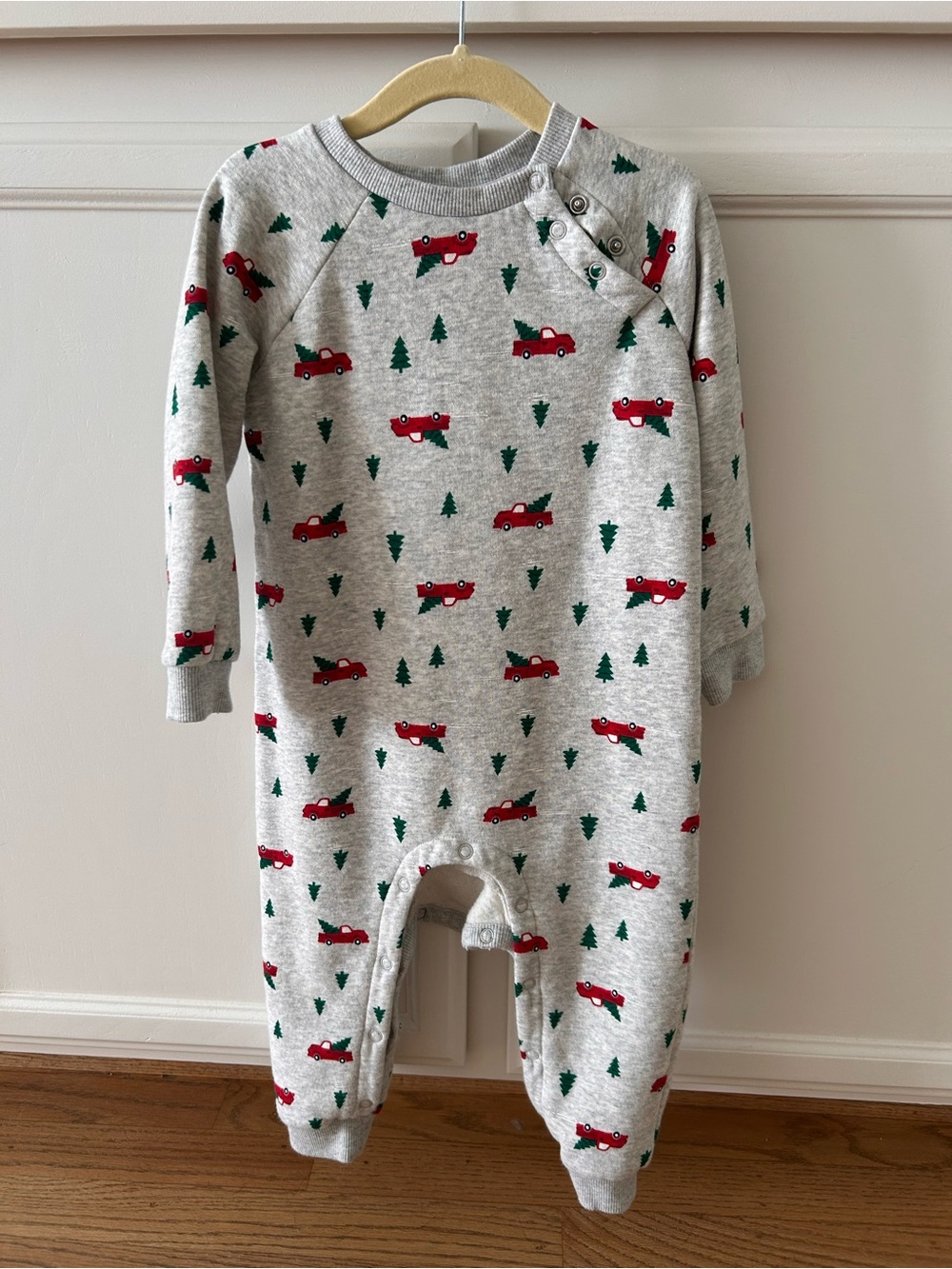 Tucker + Tate Gray One-Piece with Red Truck & Green Tree Print